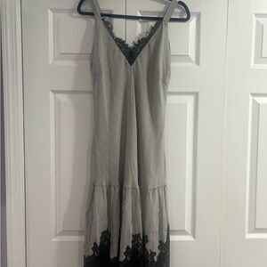 Elegant white and Black Lace Trim Dress